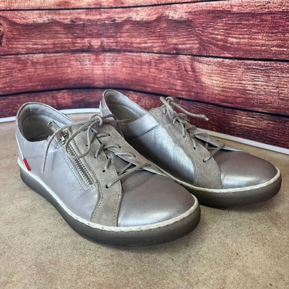 Dorking By Fluchos Karen Silver Metallic Lace Shoes Sneakers - Picture 2 of 13